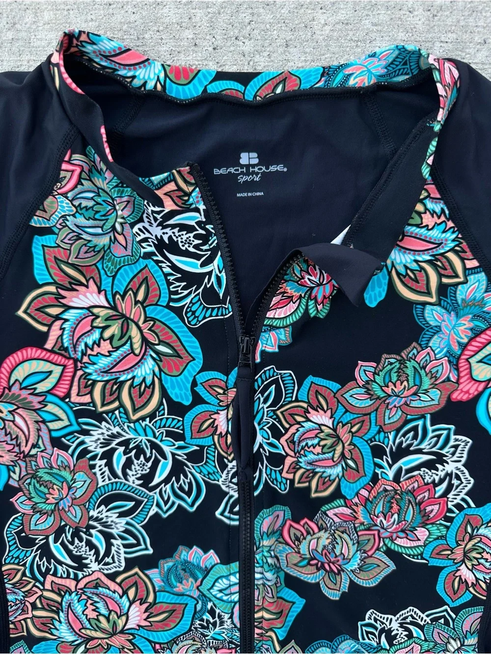 BEACH HOUSE Sport Women's Bright Floral Full Zip Long Sleeve Rash Guard Swim Top